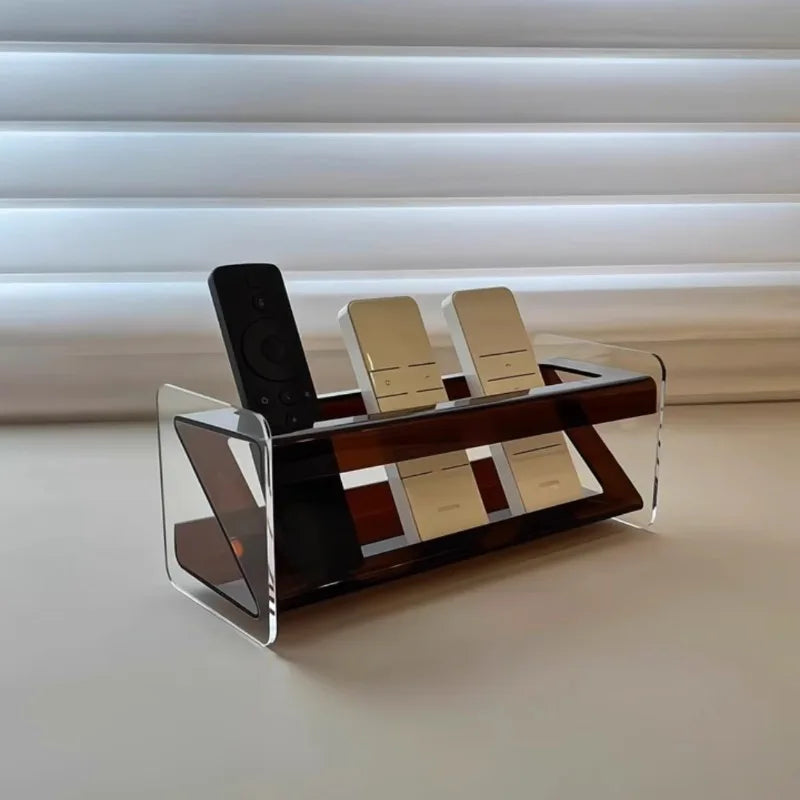 rangements télécommandes transparent noir marron foncé minimaliste réutilisable stockage multifonction simple moderne