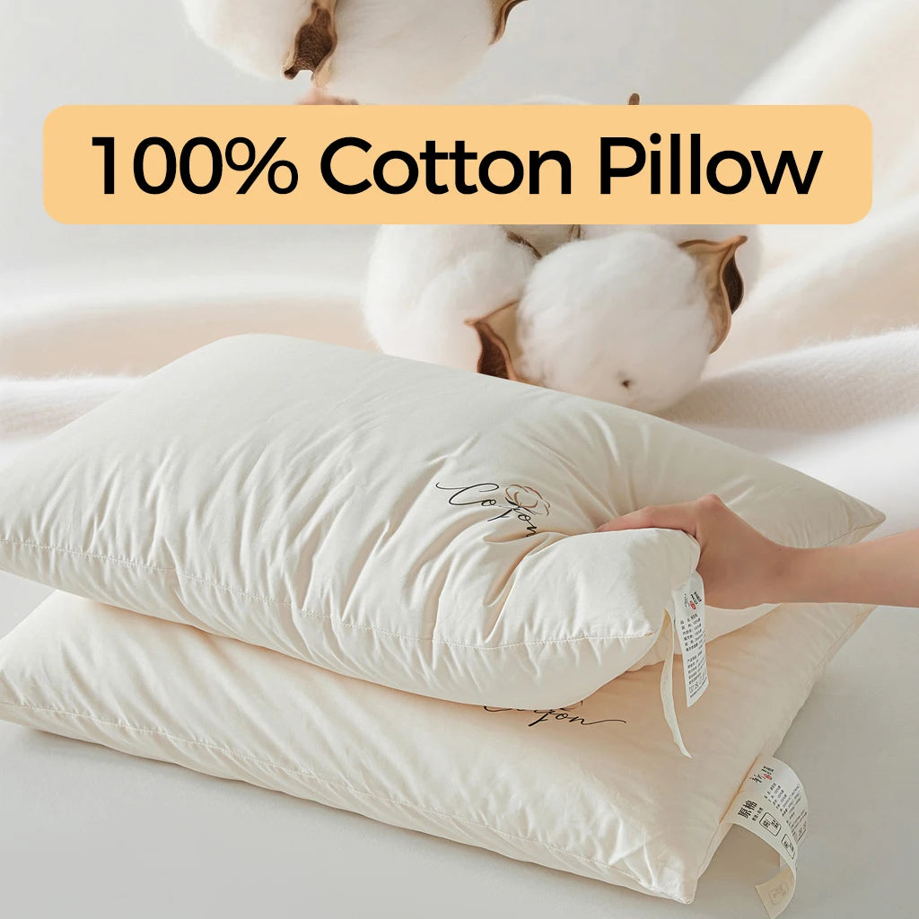 oreiller coton doux confortable carré uni blanc beige lit maison