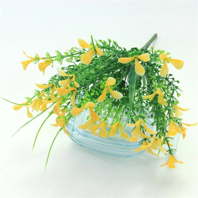 bouquet artificiel moderne fleurs blanches violettes jaunes ornement maison extérieur noël anniversaire mariage