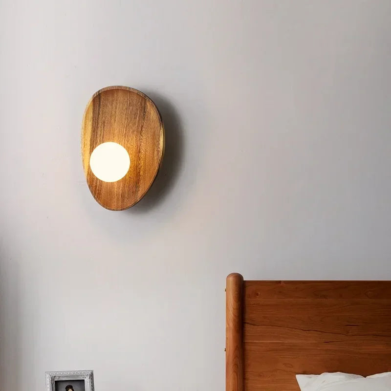 appliques murales bois naturel led éclairage moderne deco vis dorées fixations