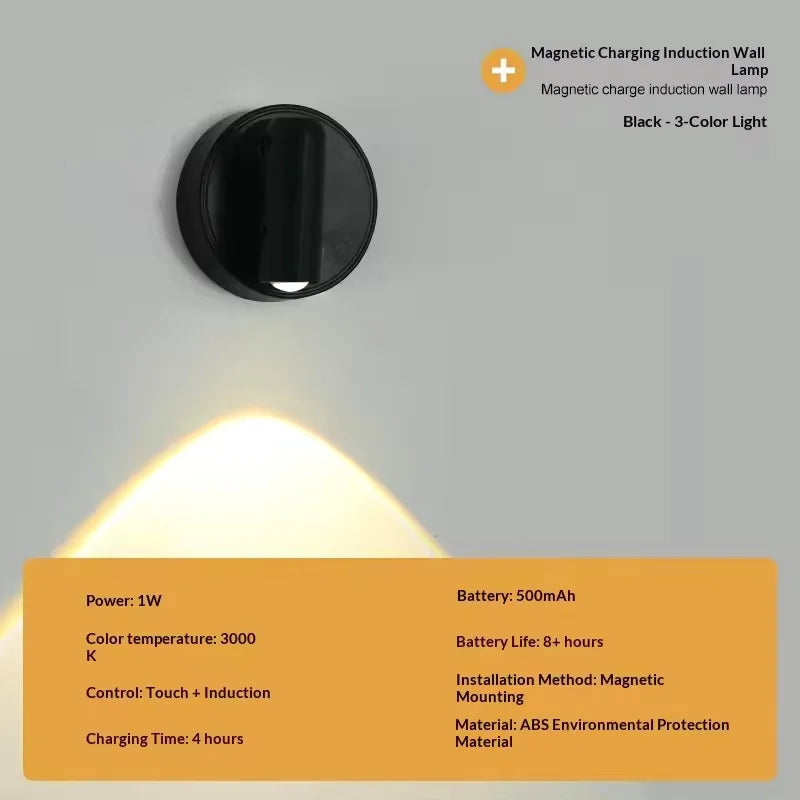 Spot lumineux led noir blanc rechargeable usb adhésif tactile couleur infrarouge moderne minimaliste