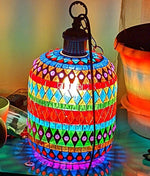 Lampe de chevet bohème turque en verre mosaïque vert