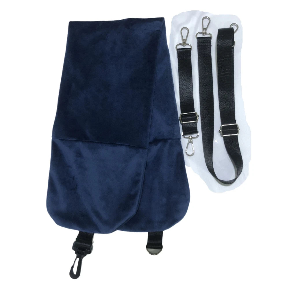 oreiller voyage velours rose pâle confortable épaulières ajustables sac dos portable compressible coton polyester