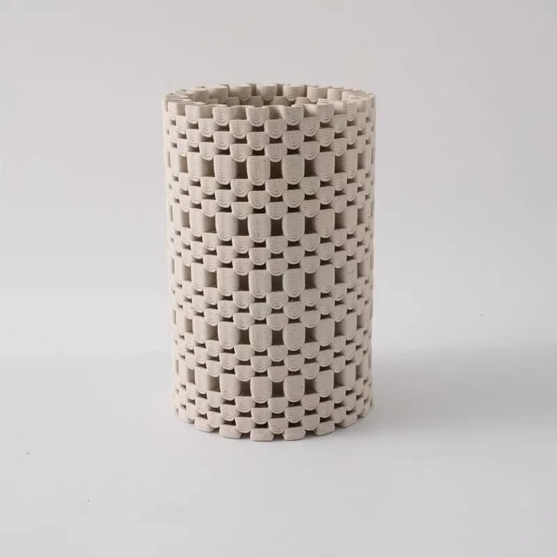 vase céramique moderne blanc texture tissée décoration intérieure plié
