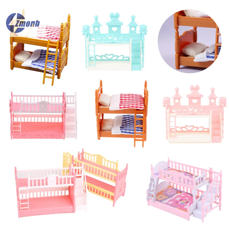 lit superposé poupées rose motifs floraux tapis imprimé escalier intégré classique chambre coucher jouet