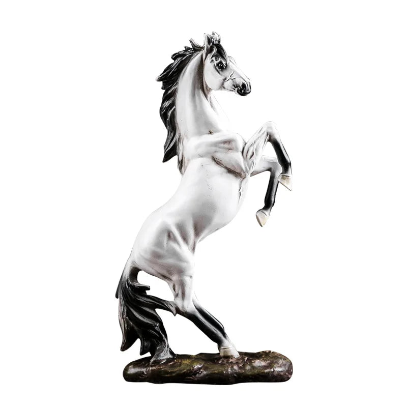 statuette cheval résine blanc noir rouge réaliste brillante décoration classique sculpturalSTONEBASE