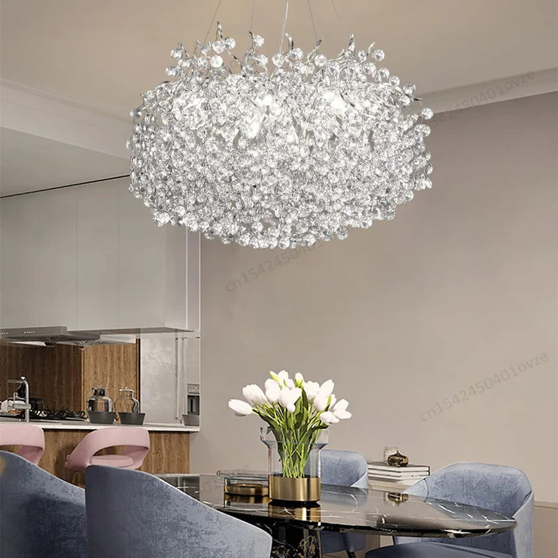 suspension lumineuse moderne or transparent branches ampoules led 120cm moderne élégant