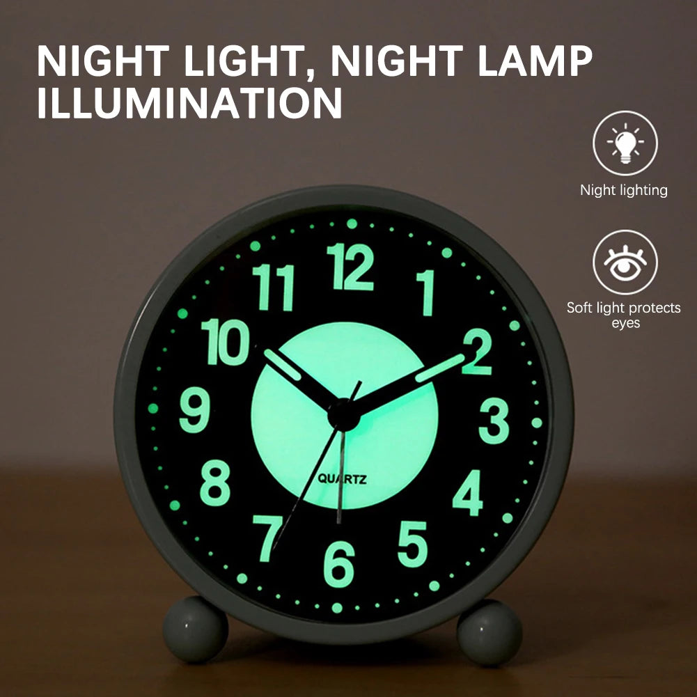 horloge table vintage sans tic tac piles lumineuse noir rose vert glow