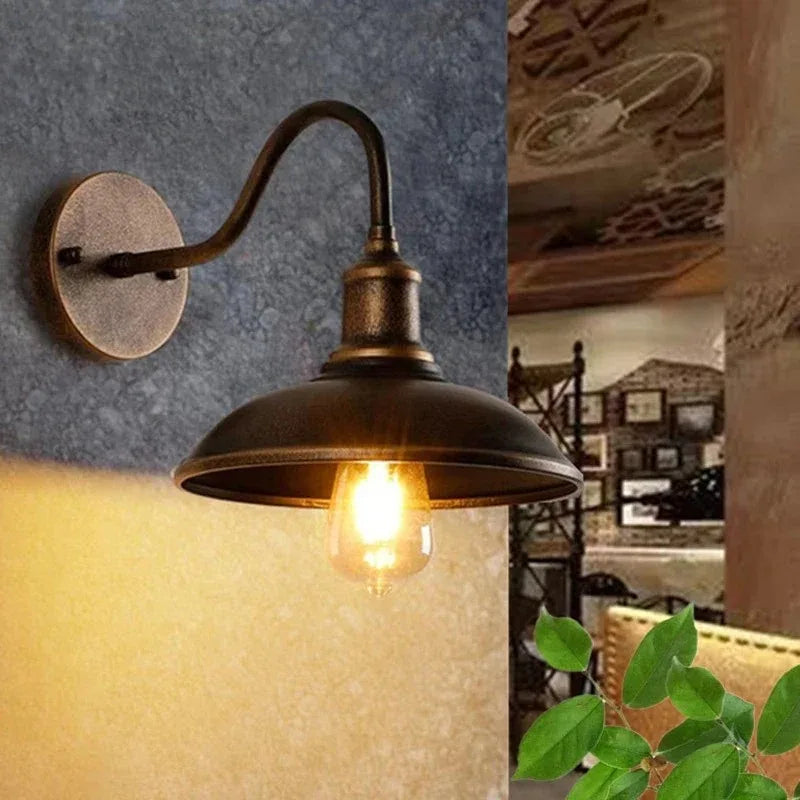applique murale industrielle fer noir bronze mat éclairage cuisine salle manger led e27 fixée