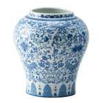Vase de table bleu et blanc vue de dessus