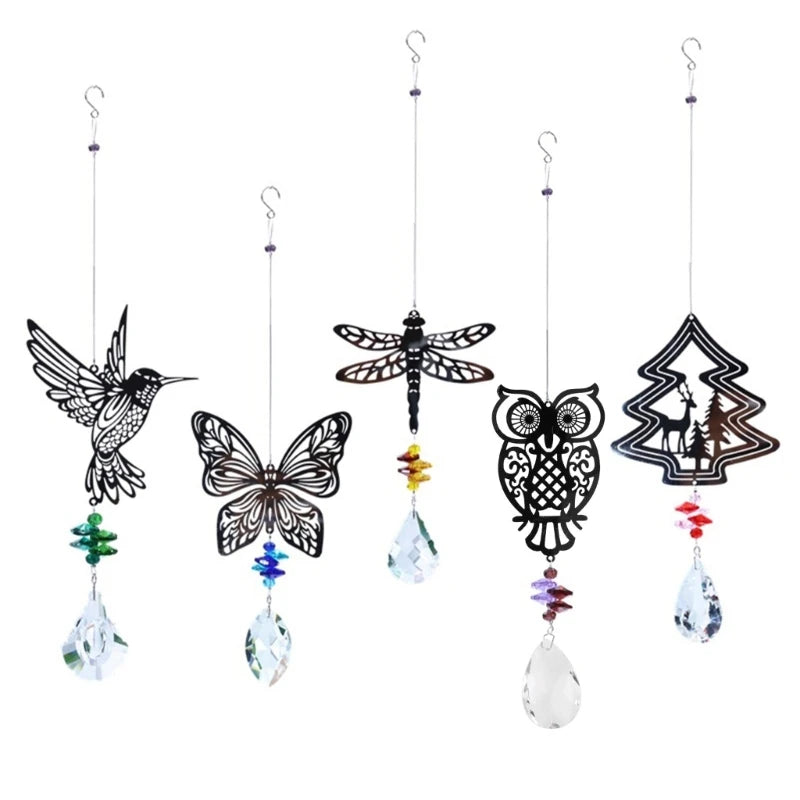 suncatcher décoratif suspendu oiseau papillon libellule hibou cristal transparent verre