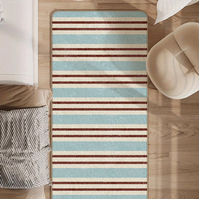 Tapis rectangulaire rayé blanc pour salon