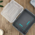 boîtes rangement outils plastique réutilisables gris transparent compartiments modernes poignées