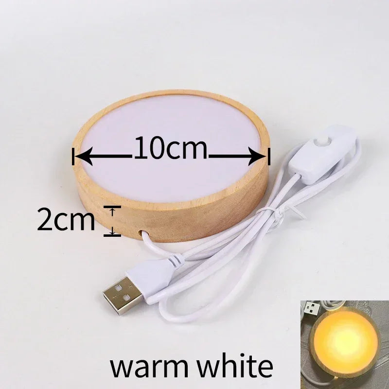 lampe décorative moderne transparente motifs floraux base bois câble usb blanc beige vertclair