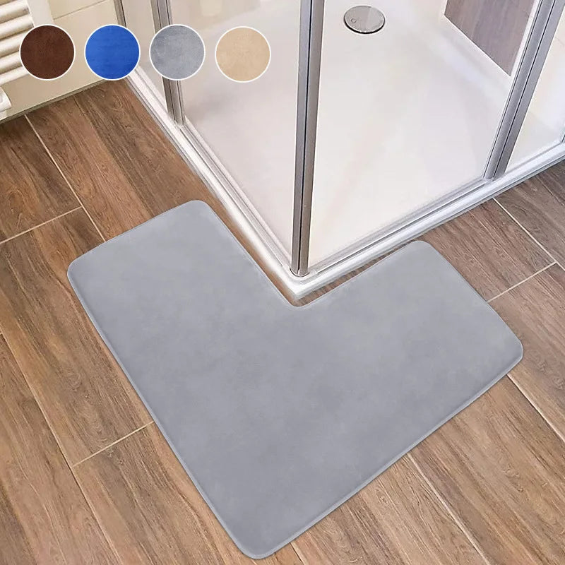 tapis bain doux moderne beige sapphire blue coffee grey lake blue mousse mémoire forme
