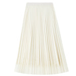 jupe plissée blanc crème broderie fine classique élégant ceinture élastique été femme plissé