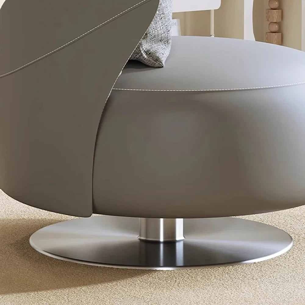fauteuil moderne cuir lisse coussin rotation métal salon maison minimaliste