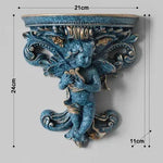 décoration murale résine cherubin baroque fleurs artificielles vintage étagères murales blanc bleu turquoise