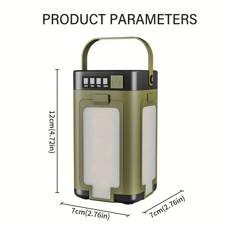 lampe solaire multifonctionnelle vert olive rechargeable camping affichage numérique usb type