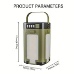 lampe solaire multifonctionnelle vert olive rechargeable camping affichage numérique usb type