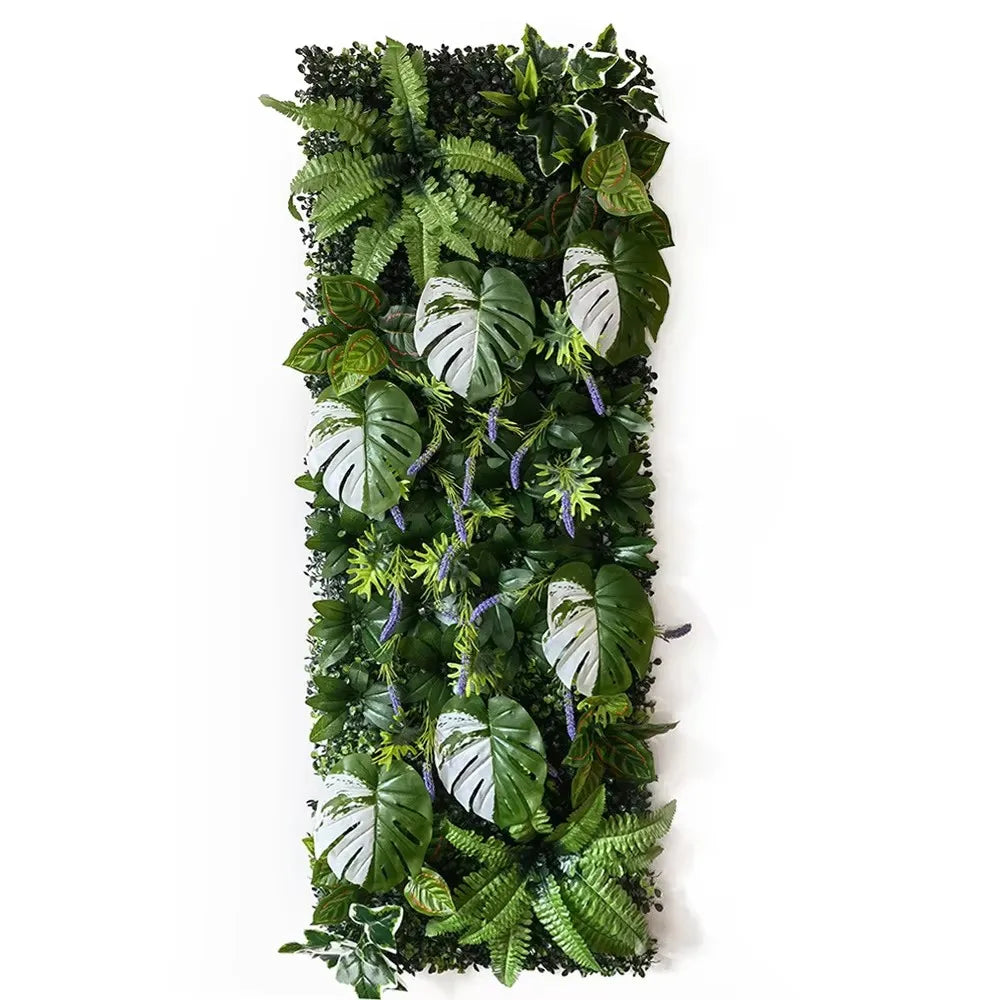 plantes artificielles feuilles vertes blanches bleues decoration murale exterieur naturelle accrochable