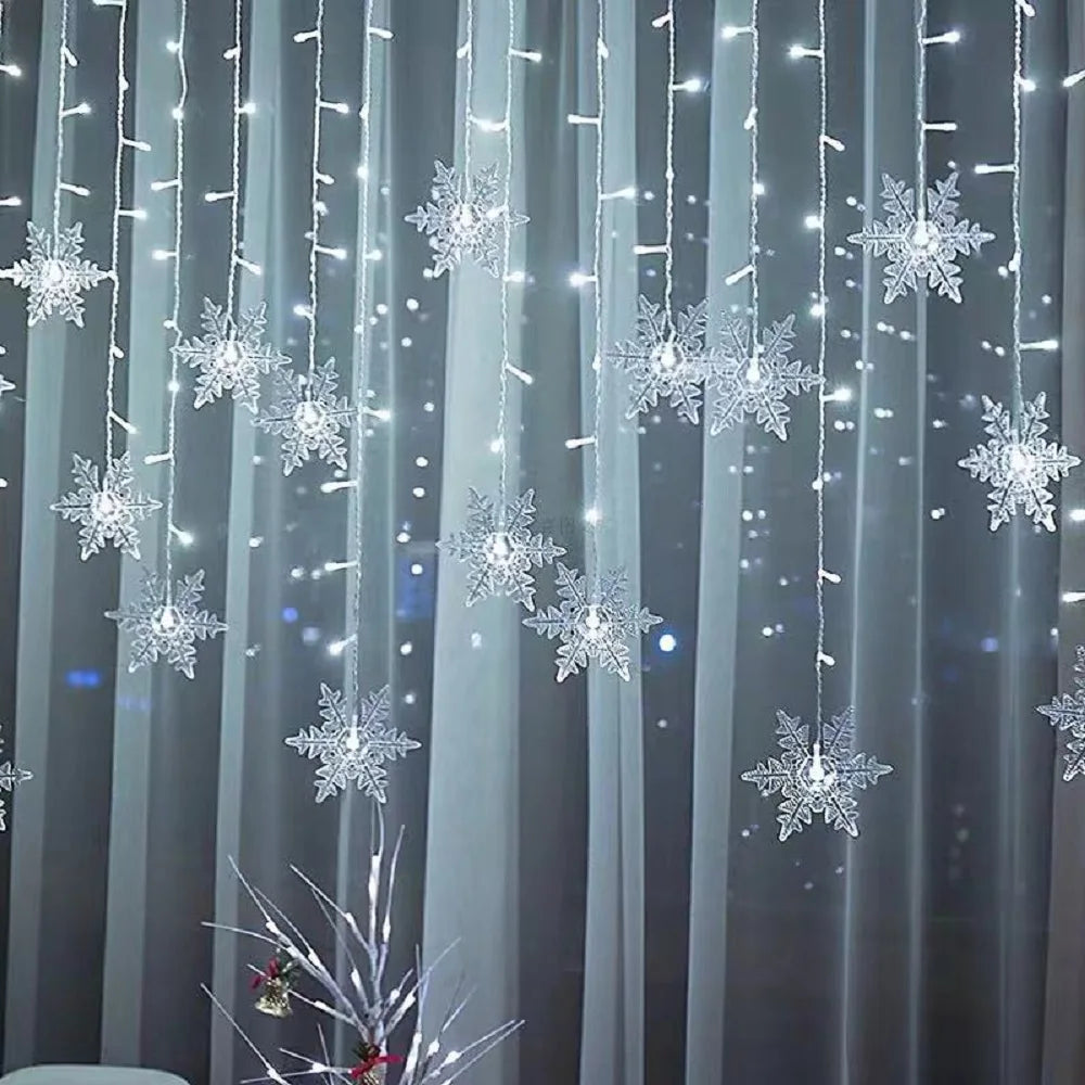guirlande lumineuse flocons neige blanc multicolore moderne modes 3m5 96 led decoration festiveextérieurintérieur
