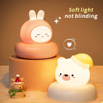 veilleuse animale cartoon mignonne tactile rose jaune blanc oreilles face chambre bébé