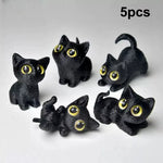 figurines chats miniature résine noir blanc yeux jaunes brillants cartoon mignon décoration erotiquecollector