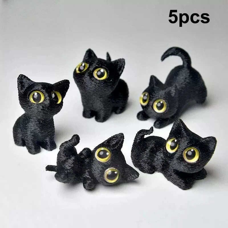 figurines chats miniature résine noir blanc yeux jaunes brillants cartoon mignon décoration erotiquecollector
