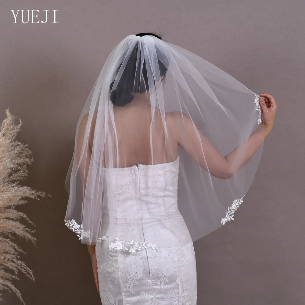 voile mariée blanc broderies florales classique monocouche translucide femme soirée