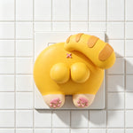 cache prises adhésifs cartoon mignon noir jaune rose peluche doux deux tailles fixations pièces
