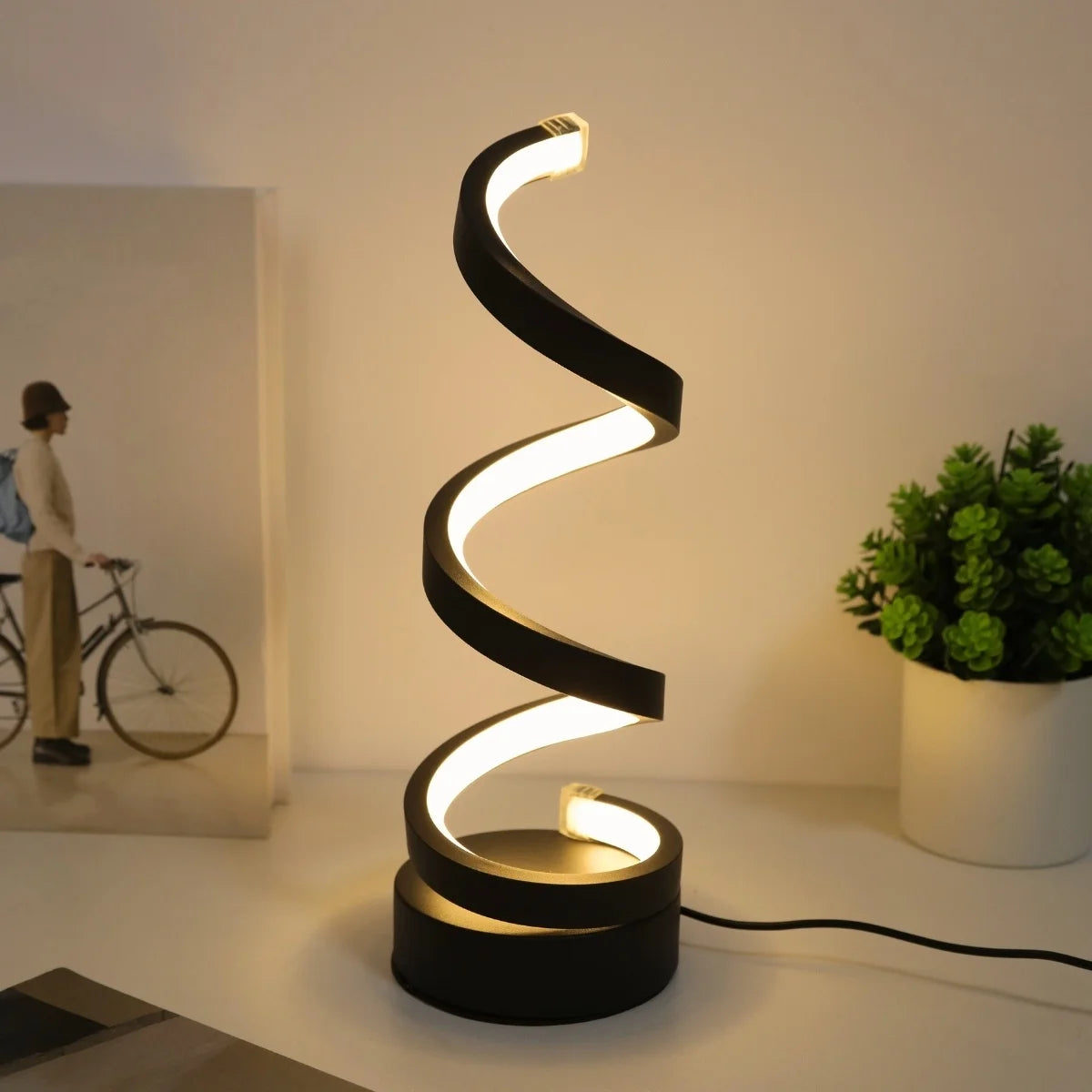 lampe table spirale moderne noire veilleuse dessin animé câble usb certifiée rohs fcc