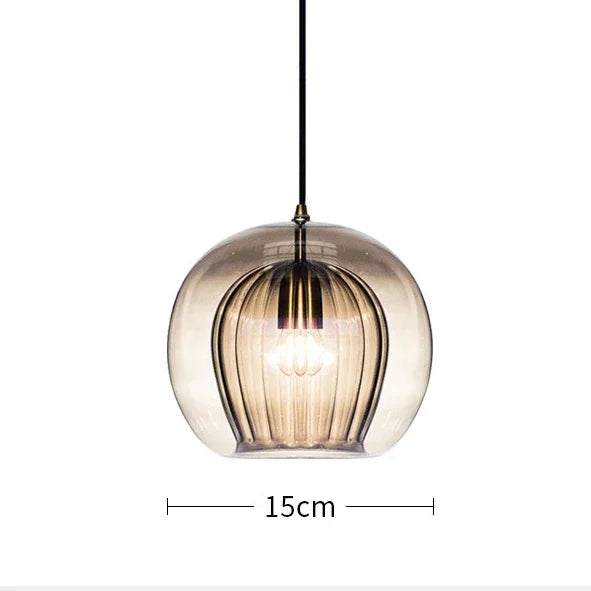 suspension lumineuse moderne transparente rayures verticales ampoule incluse câble noir chambre cuisine