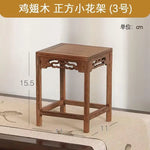 présentoir bois sculpté banc traditionnel marron foncé classique meuble rétro décoration maison figurines plantes