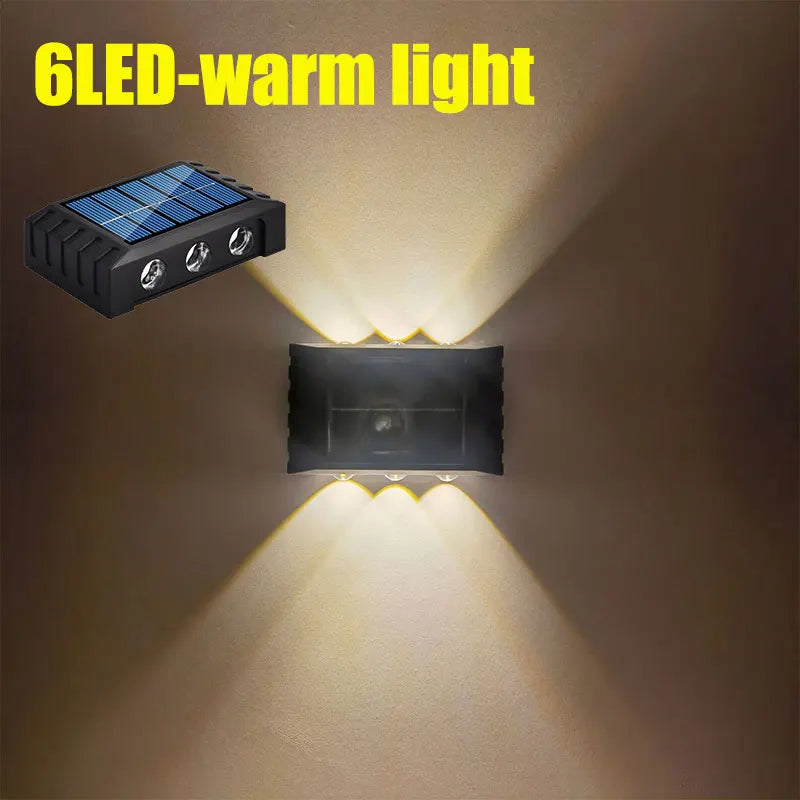 lampe murale solaire led moderne extérieure décoration jardin lumière jaune bleu