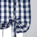 rideau bleu marine blanc carreaux tissé opacité classique vintage maison