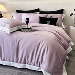 parure lit luxe coton lyocell satiné housse couette drap plat taies oreillers blanc