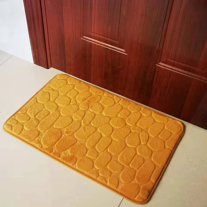tapis bain antidérapant texture galet coton polyester moderne salle bain sol maison