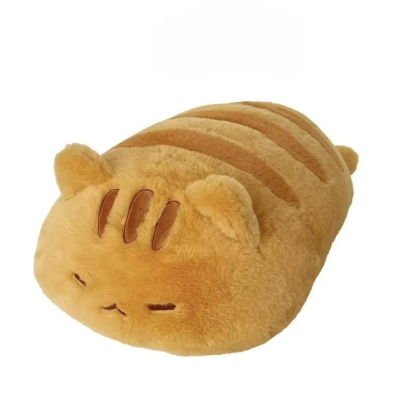 coussin peluche forme pain visage chat orange gris doux sieste literie oblong