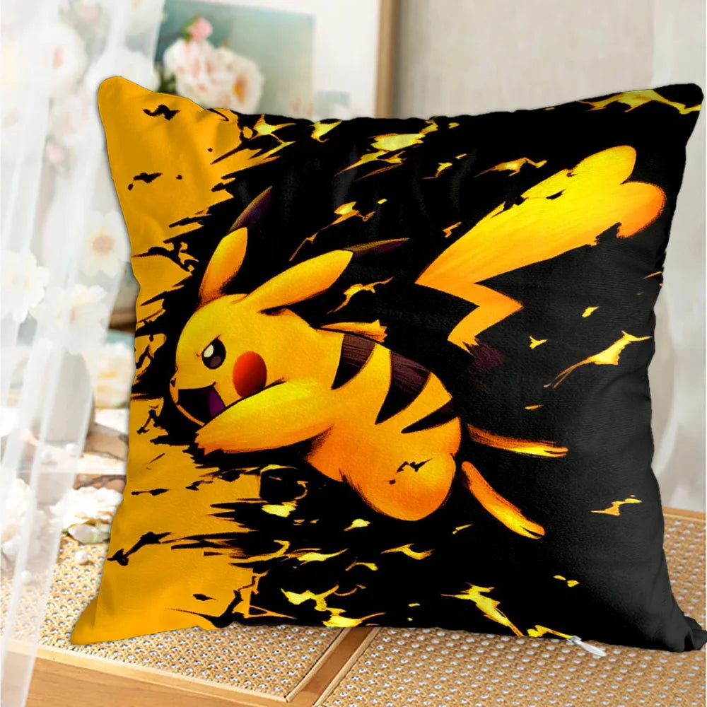 taies d'oreiller imprimées pikachu pokémon décoratives pop art cartoon lit voiture 45x45 cm
