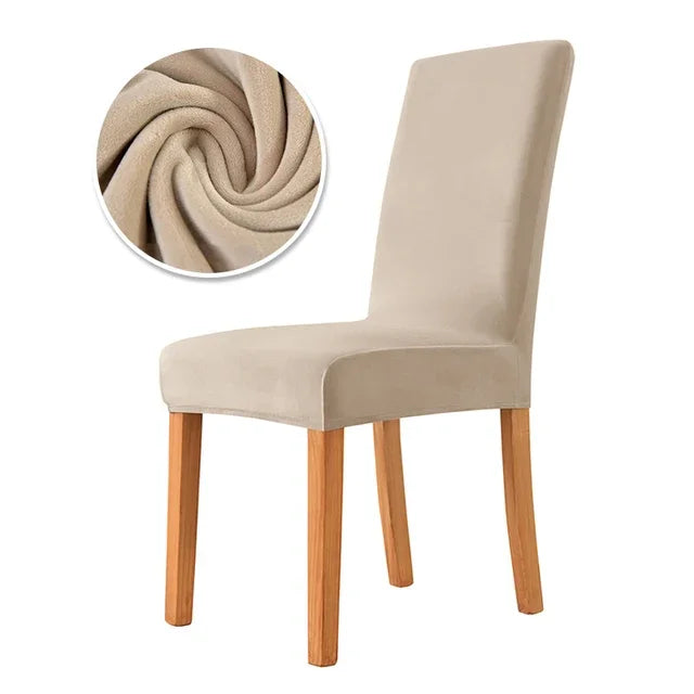 housse chaise velours élastique moderne beige clair protection mariage salle manger plage fauteuil
