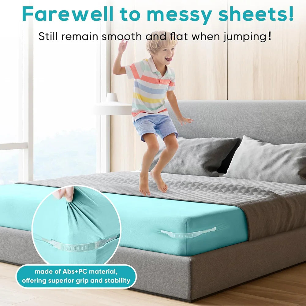 attaches draps angle réutilisables blanc bleu gris moderne minimalistes fixations coins matelas fournis pièces