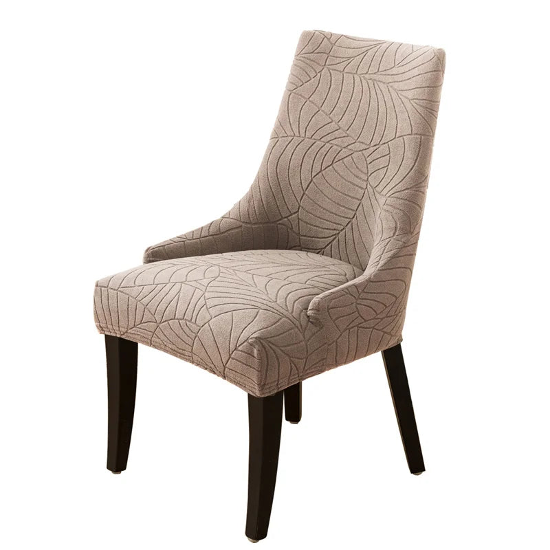 housse chaise beige motif feuilles texture douce moderne adhésif élastique large anti taches polyester