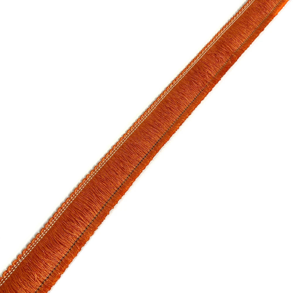 ruban frisé texturé bleu marine orange vert franges opacité decoratif maison textile