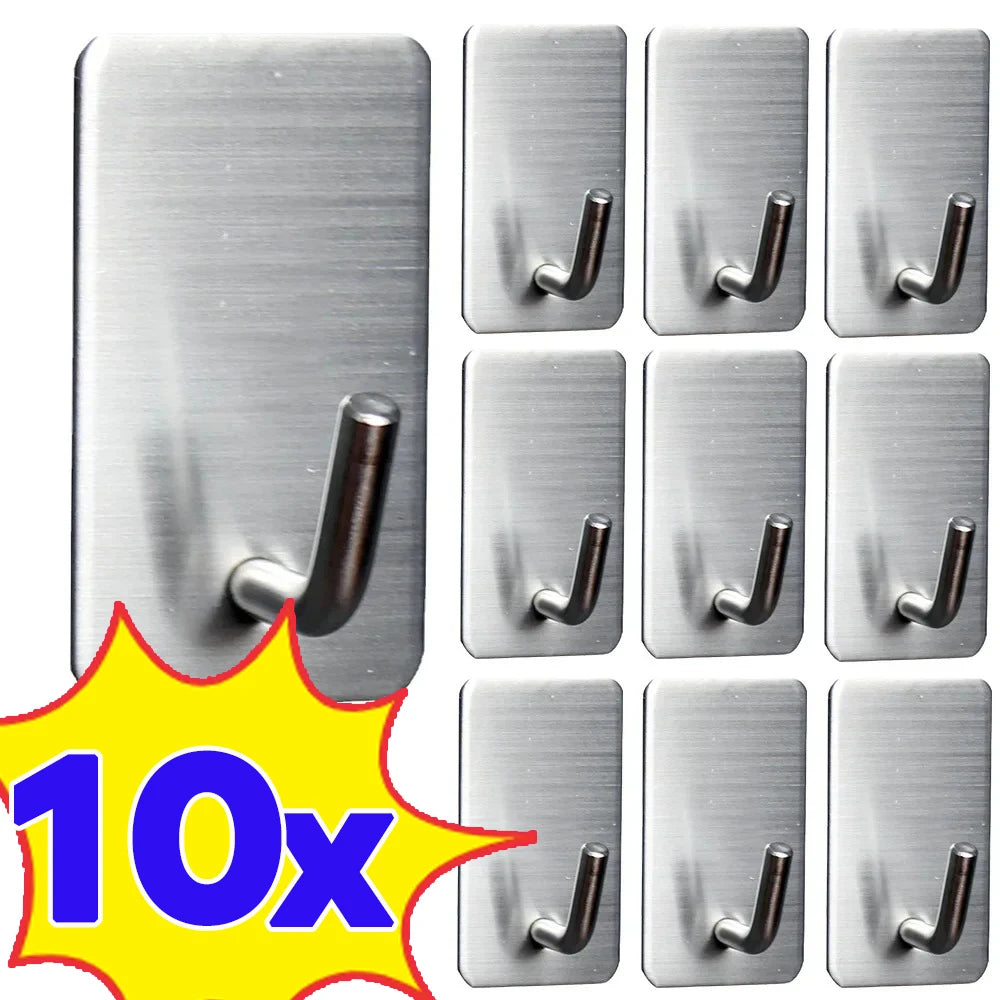 porte serviettes acier inoxydable adhésif moderne minimaliste argenté lisse brillant salle bains cuisine organisateur