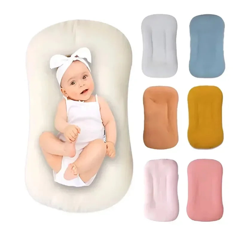 coussin bébé doux coton rose clair beige floral bleu confortable