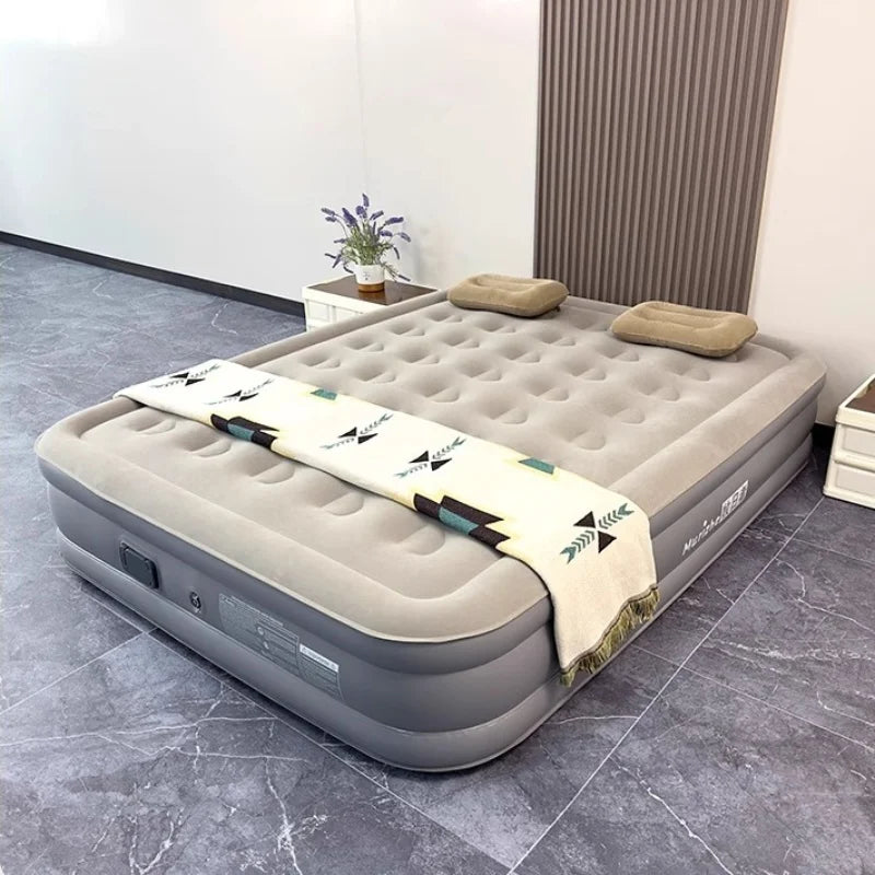 matelas gonflable beige moderne bosses pompe électrique double camping intérieur