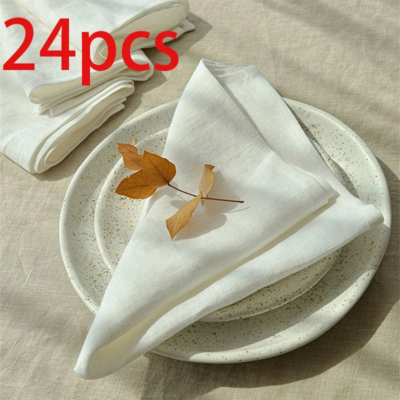 serviettes blancs minimaliste texture rugueuse ensemble 6pcs 12pcs 24pcs restaurant mariage
