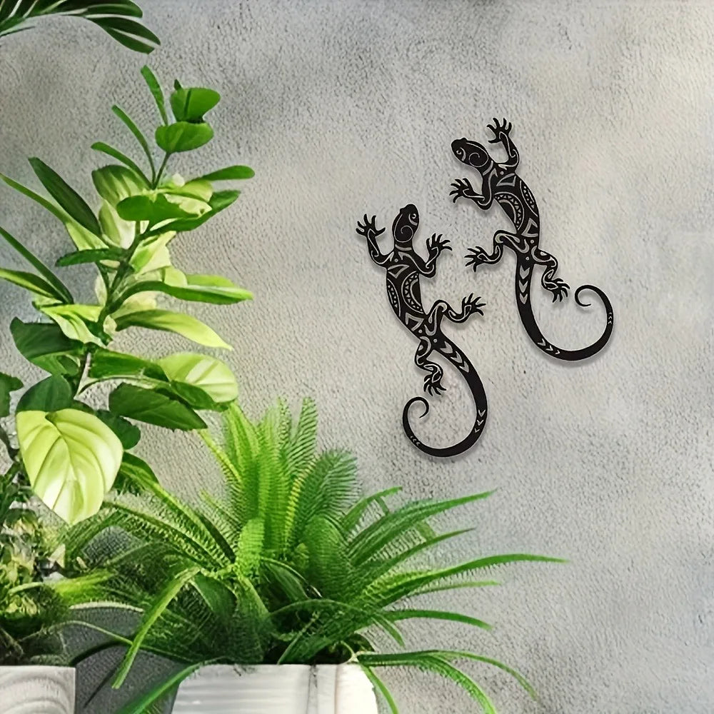 décorations murales lézard forme géométrique motifs blancs tribal noir artisanal modernitéintérieur