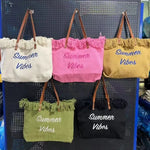 sac plage toile réutilisable pliable boho chic poignées cuir multiple usage femmes pique nique